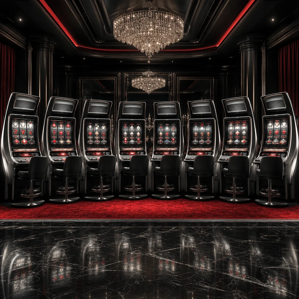 Premium slot machines in black-tie LeoVegas lounge
