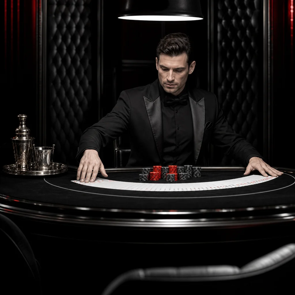 Playing cards fanned across a live blackjack table