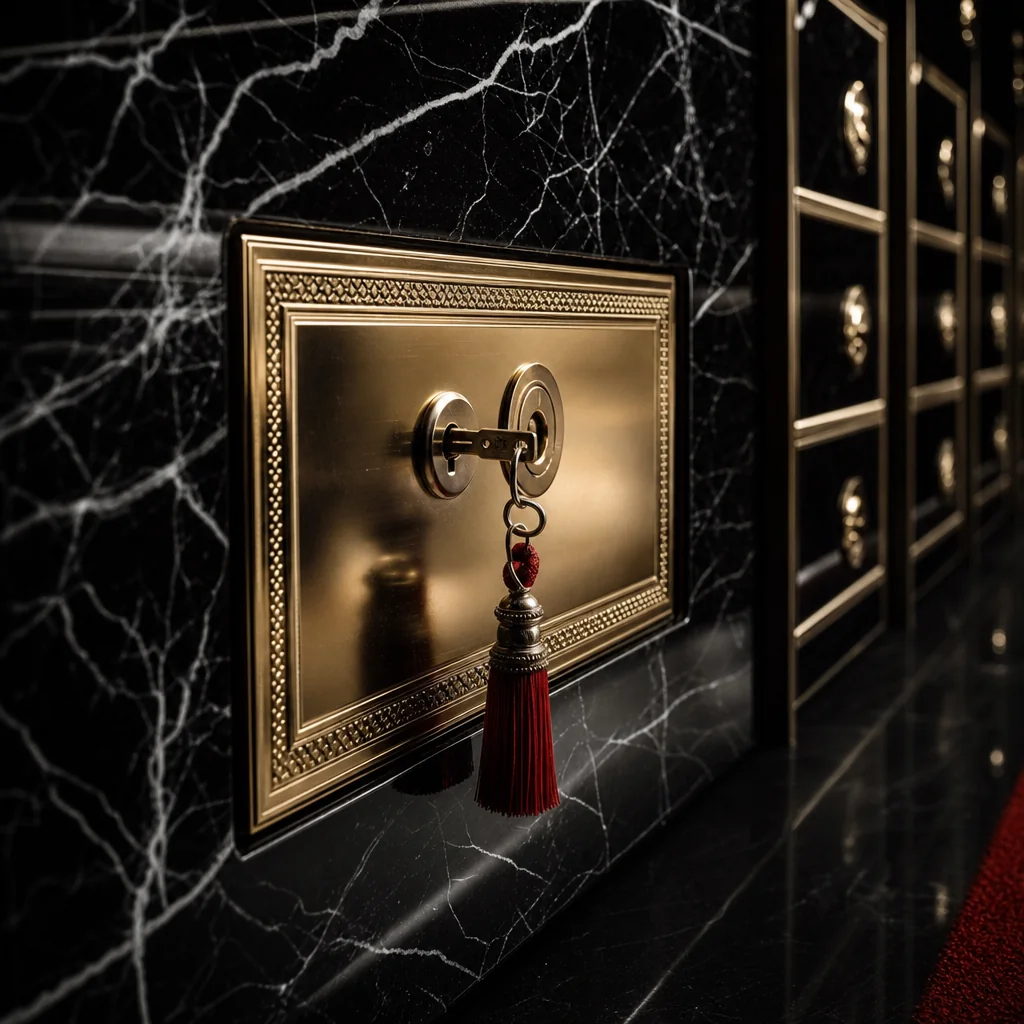 Polished steel vault door symbolising secure casino deposits